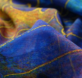 Žoržet motiv květin ve stylu akvarelové malby modrý