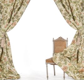 Žakárová dekorační tkanina květy ptáci