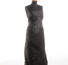 Dekorační tkanina secese Mucha černá/stříbrná