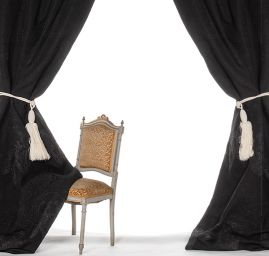 Dekorační tkanina secese Mucha černá/stříbrná