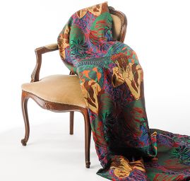 Dekorační tkanina secese Mucha červená/zelená