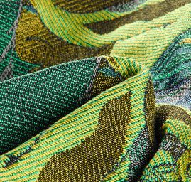 Dekorační tkanina secese Mucha zelená/modrá