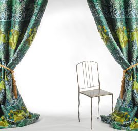 Dekorační tkanina secese Mucha zelená/modrá