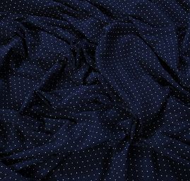 Žoržetový úplet vzor puntík bílá/tm.modrá malý