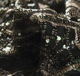 Krajka tylová s flitry zelenozlatá