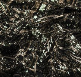 Krajka tylová s flitry zelenozlatá