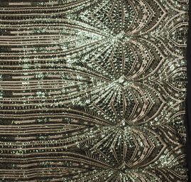 Krajka tylová s flitry zelenozlatá