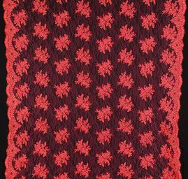 Krajka na vzorovém tylu květy malinová/fuchsiová