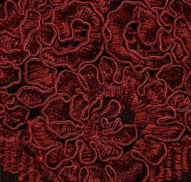 Krajka vlnková výšivka na tylu vínová