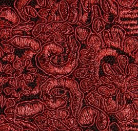 Krajka vlnková výšivka na tylu vínová