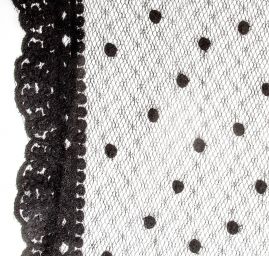 Tylová síť s výšivkou puntíků a krajkou černá