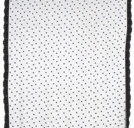 Tylová síť s výšivkou puntíků a krajkou černá