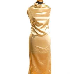 Satén pružný tm. zlatobéžový