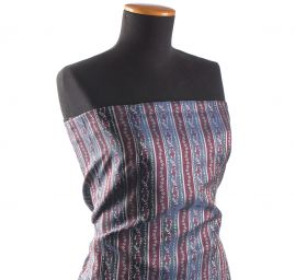 Brokát nepružný pevnější malý květ modrovínový