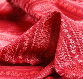 Brokát nepružný květy a proužky růžovovínová