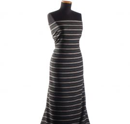 Šatová látka plastický vzor proužků černá