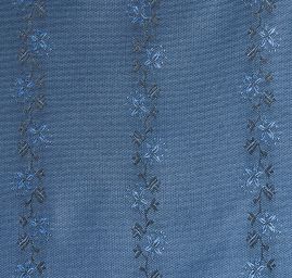 Taft žakár romantický vzor květů modročerný