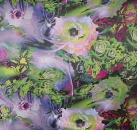Satén fantázie vo farbách zelenej / pastel fialové