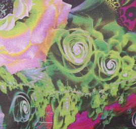 Satén fantázie vo farbách zelenej / pastel fialové