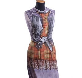 Kupón jemný úplet tisk vesta/šatky