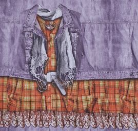 Kupón jemný úplet tisk vesta/šatky