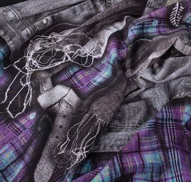 Kupón pletenina úplet tisk vesta/šaty 3 kupóny za cenu 2 kupónů