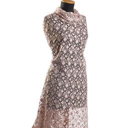 Efektní hrubá krajka starorůžová geometrický motiv