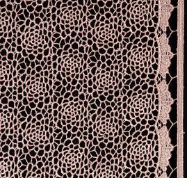 Efektní hrubá krajka vzor květy starorůžová