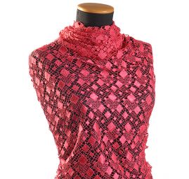 Efektní hrubá krajka geometrický motiv fuchsie