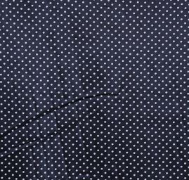 Pružný satén motiv puntíků bílá/černá