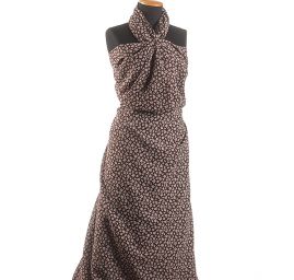 Šifón drobný květinový vzor hnědý