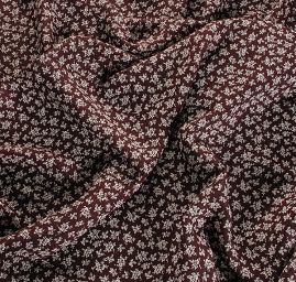 Šifón drobný květinový vzor hnědý