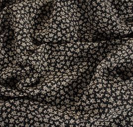 Šifón drobný květinový vzor černý