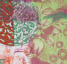 Pružná látka tisk patchworkový motiv