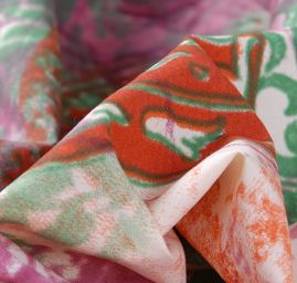 Pružná látka tisk patchworkový motiv