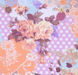 Úplet patchwork motiv květů a puntíků 