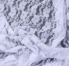 Jemná pružná krajka motiv růže bílá