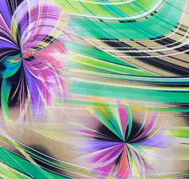 Satén abstraktní vzor "větrníky" zelený