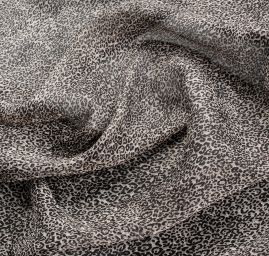 Šifon plisé zvířecí motiv černobéžový