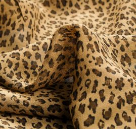 Šifon viskozový zvířecí motiv černozelený