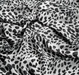 Šifon elastický zvířecí motiv černošedý