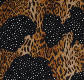 Šifon elastický zvířecí motiv/puntíky hnědá černá