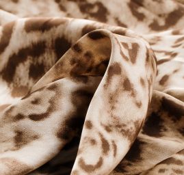 Satén matný umělé hedvábí zviřecí vzor hnědobílý