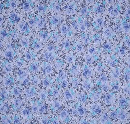 Pružný tyl zvířecí/květinový motiv modrá