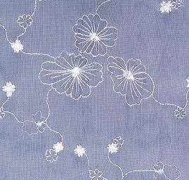 Vyšívaný tyl květy smetanová/černá