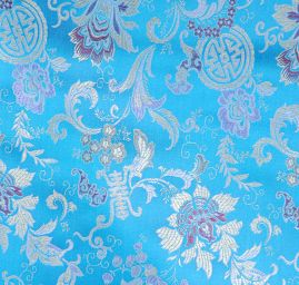 Látka brokát orientální motiv tyrkysový