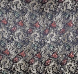 Látka brokát orientální motiv černý