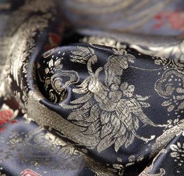 Látka brokát orientální motiv černý