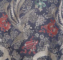Látka brokát orientální motiv černý