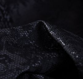 Pružná čipka kvetinový motív čierna / antracit